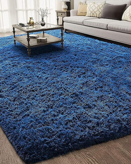 Ophanie Machine Washable 6x9 Rugs for Living Room, Blue, Large Fluffy Carpet, Fuzzy Plush Navy Shag Comfy Soft, Non-Slip Indoor Floor,for Kids Boys Girls Dorm, bedroom, Playroom, Home Decor Aesthetic - LeafyLoom
