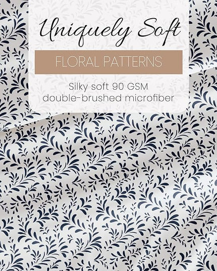 Linen Market 4 Piece Queen Bedding Sheet Set (Navy Vines) - Sleep Better Than Ever with These Ultra-Soft & Cooling Bed Sheets for Your Queen Size Bed - Deep Pocket Fits 16" Mattress - LeafyLoom