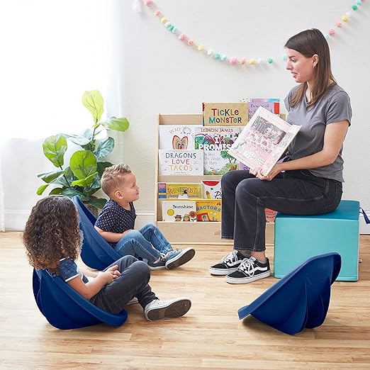 ECR4Kids Leaf Floor Seat, Rocker Chair, Navy, 6-Piece - LeafyLoom