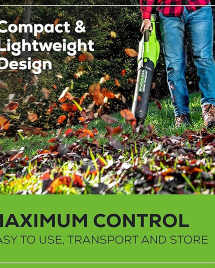Greenworks 40V (130 MPH / 550 CFM / 75+ Compatible Tools) Cordless Brushless Axial Leaf Blower, 4.0Ah Battery and Charger Included - LeafyLoom