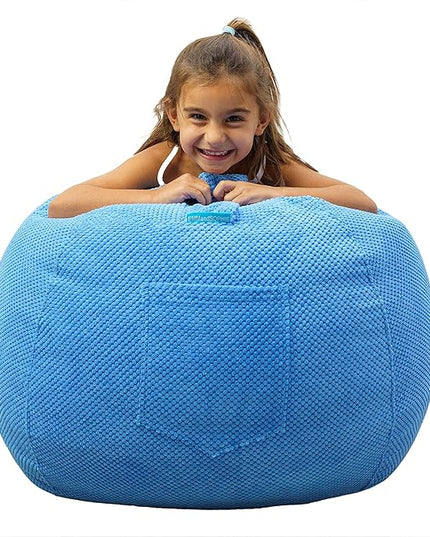 EMMandSOPHIE Kids Bean Bag Chair - Bean Bag Chair Kids- Toddler Bean Bag Chair- Bean Bag Stuffed Animal Storage -Bean Bag Chairs for Kids -Stuffed Animal Bean Bag Storage - Kid Bean Bag Chair - LeafyLoom