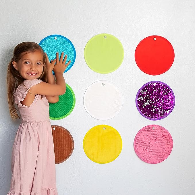 Sensory Mats Set - 9 Round 8.6-inch Sensory Tiles for Sensor Wall, Floor & More - Multi-Sensory Exploration Sensory Toys for Kids and Autistic Children - Sensory Room Equipment Play-Based Learning - LeafyLoom