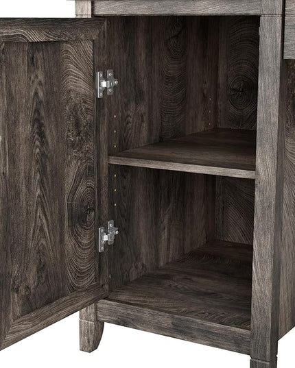 Bush Furniture Key West 54-Inch Computer Desk with Keyboard Tray and Storage, Dark Gray Hickory (KWD154GH-03) - LeafyLoom