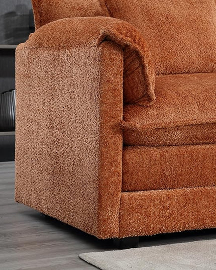 5 Seater L Shaped Convertible Modular Sectional Sofa with Reversible Chaise, Minimalist Oversized Sleeper Corner Couch,Chenille Upholstered Leisure Sofá for Living Room Office, Orange 112.2" - LeafyLoom