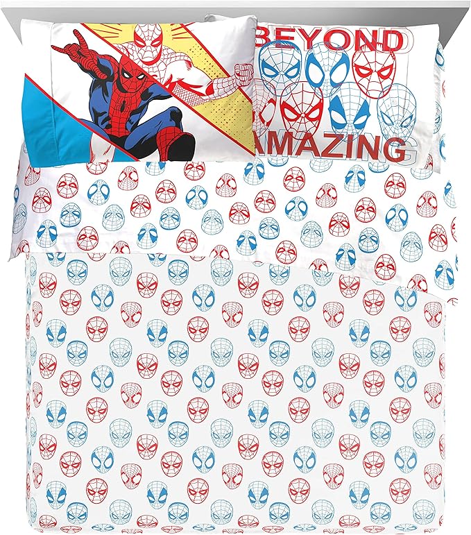 Marvel Spiderman Beyond Amazing 7 Piece Queen Size Bed Set - Includes Comforter & Sheet Set Bedding - Super Soft Fade Resistant Microfiber (Official Product) - LeafyLoom