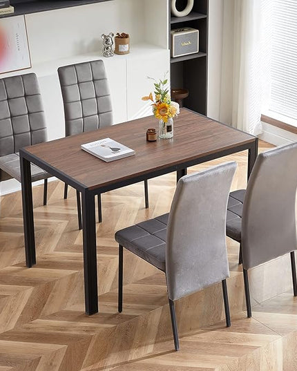 NicBex 47.24Inch Rectangular Dining Table,Modern Minimalist Kitchen Table with Creative Design Veneered for 4 to 6,Writing Table Desk,Dining Room Table for Kitchen,Meeting Room and Living Room,Walnut - LeafyLoom