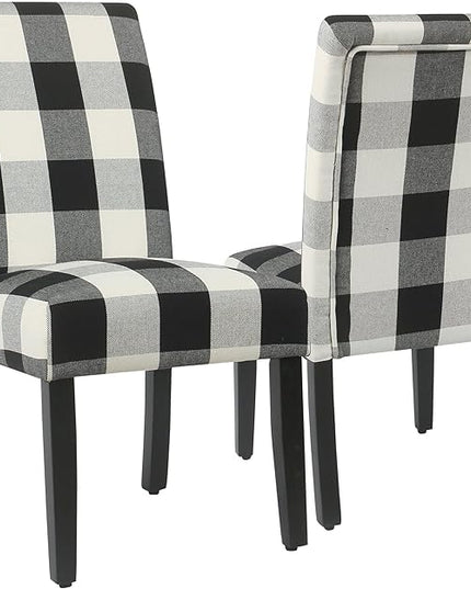 HomePop Classic Parsons Dining Chairs, Pack of 2, Black Plaid(Set of 2) - LeafyLoom