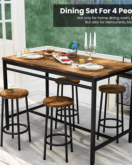 DKLGG Dinner Table Set for 4, Modern Kitchen Table and Chairs for 4 Wooden Top and Adjustable Metal Legs, Small Dining Room Table Set 5 Pieces Compact Design for Small Space - LeafyLoom