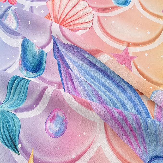 NINENINE Mermaid Tail Bedding Mermaid Comforter Set,Blue Glitter Bedding Full Comforter Sets for girls,Rainbow Scales Bedding Sets with 1Comforter 2Pillowcases - LeafyLoom