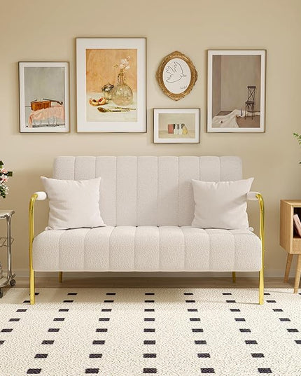 NicBex Sectional Couch Sofa with 2 Pillows Modern Cloud Couch for Living Room Furniture Sets with Metal Legs and Sponge Filled, Modular Sofa for Living Room, Bedroom, Apartment, 58.66" L, White - LeafyLoom