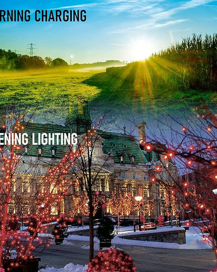 Dazzle Bright 2 Pack Total 400LED 132FT Red Christmas Solar String Outdoor Lights, Solar Powered with 8 Modes Waterproof Fairy Lights for Bedroom Patio Garden Tree Party Yard Decoration DazzleBright