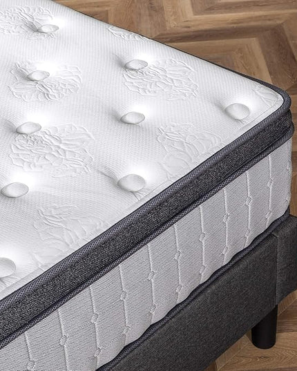 ZINUS 12 Inch Comfort Support Cooling Gel Hybrid Mattress, Queen, Euro Top Innerspring Mattress, Motion Isolating Pocket Springs, Mattress in A Box - LeafyLoom