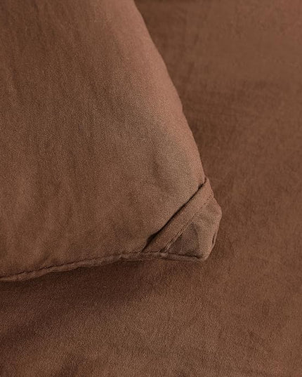 NTBAY Twin Comforter Set with Sheets, 5 Pieces Soft and Breathable Twin Bedding Set, Twin Bed in a Bag, Down Alternative Comforter Set Solid Color All Season, Kids Bedding Set, Brown - LeafyLoom