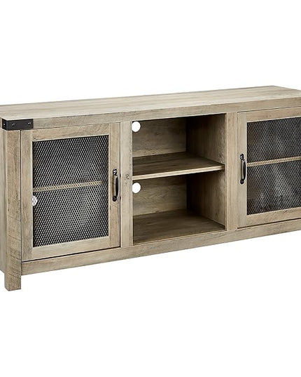 ROCKPOINT 58inch TV Stand Entertaiment Media Console Center Industrial Style Door, Grey wash - LeafyLoom