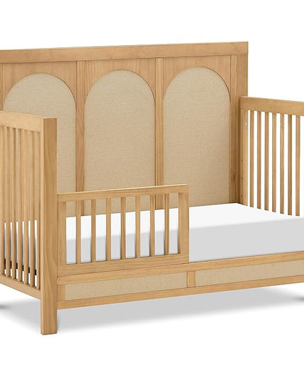 Namesake Eloise 4-in-1 Convertible Crib in Honey and Performance Sand Eco-Weave, GREENGUARD Gold Certified - LeafyLoom