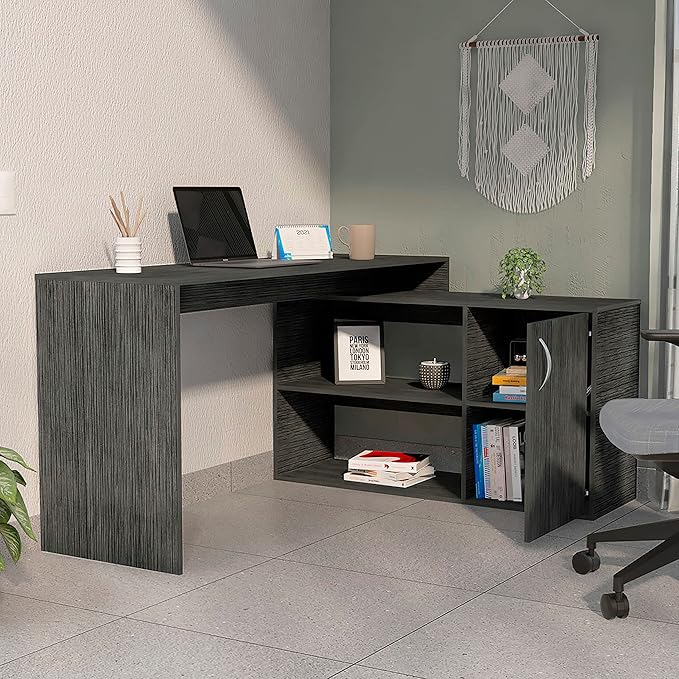 NicBex Kimberly-DW-00042-LWJ Home Office Desks, 45.86"x59.64"x30.11", Gray - LeafyLoom