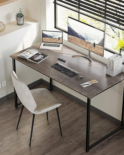 Coleshome 48 Inch Computer Desk, Modern Simple Style Desk for Home Office, Study Student Writing Desk, Grey Oak - LeafyLoom