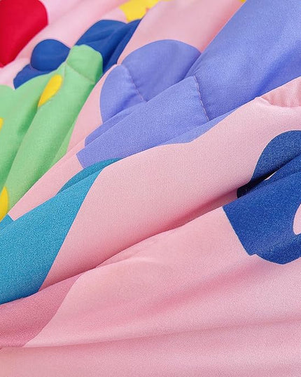 7 Piece Kids Pink Heart Bedding Sets Twin Comforter Set with Sheets - Colourful Reversible Heart Shaped Cute Bedding for Girls Kids - Love Quilt Bed in a Bag All Season - LeafyLoom