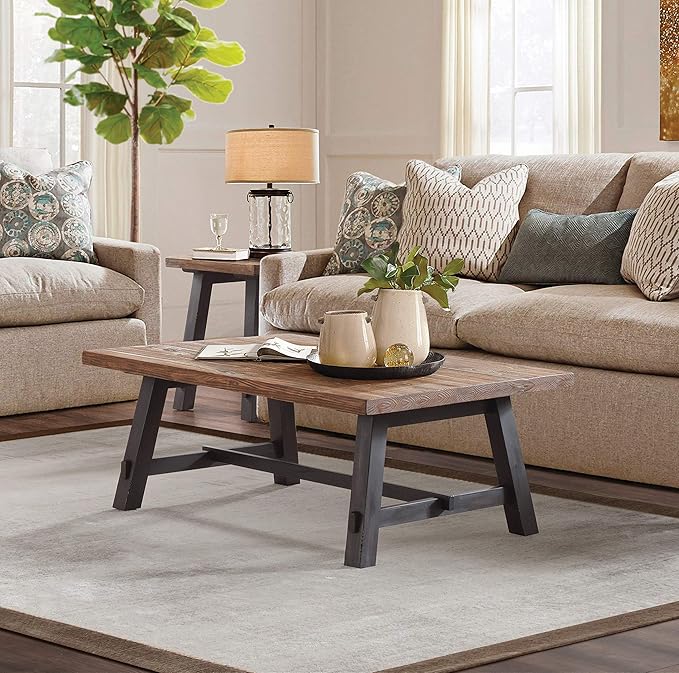 Alaterre Furniture Adam 48" L Solid Wood Coffee Table - LeafyLoom