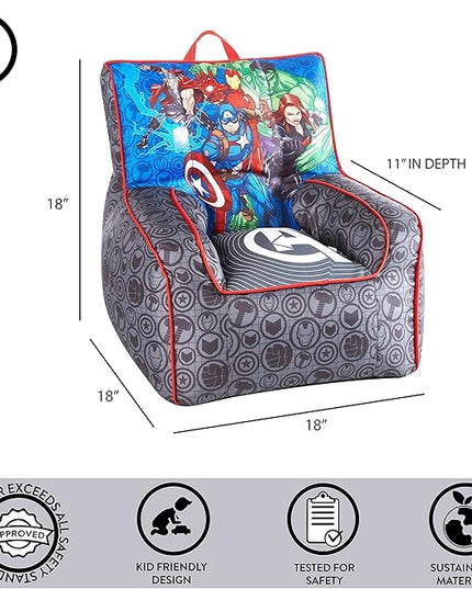 Idea Nuova Marvel Avengers Toddler Nylon Bean Bag Chair with Piping & Top Carry Handle, Large - LeafyLoom