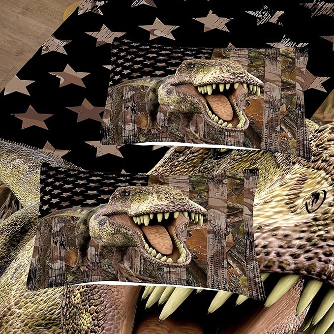 Tailor Shop Dinosaur Boys Comforter Sets King Size,Dinosaur Bedding Sets for Kids Teens,Camo Comforter Sets American Flag Comforter Sets with 1 Comforter 2 Pillowcase… - LeafyLoom