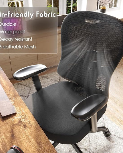 Ergonomic Office Chair,Home Office Chair with Mesh Back,Multi-function Lumbar Support,Built-in Springs Seat,Executive Task Chair with 3-D Big Armrests,Tilt Function,Computer Desk Chair (Black) - LeafyLoom