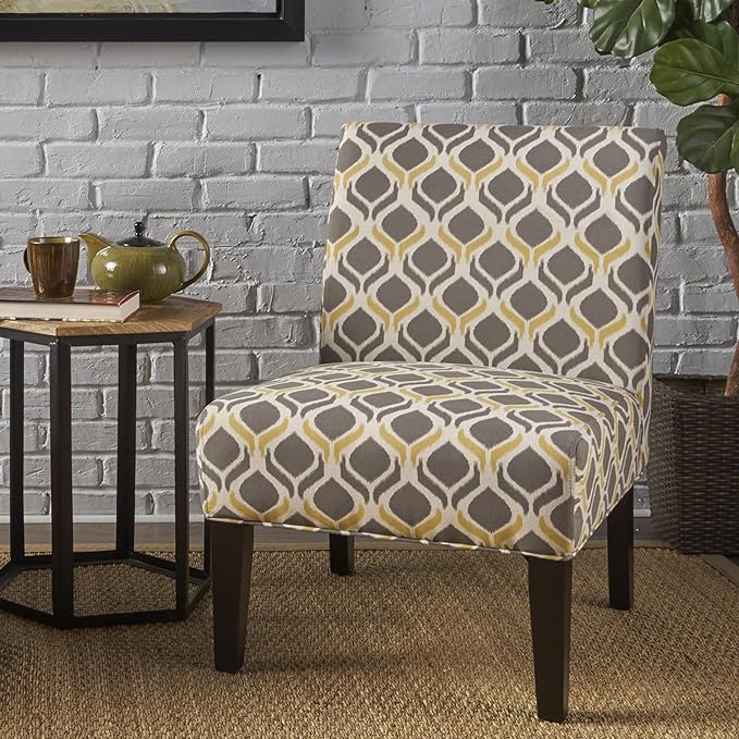 Christopher Knight Home Kassi Fabric Dining Chair, Yellow / Gray - LeafyLoom