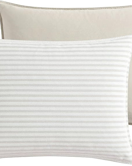 Nautica - King Size Comforter Set, Cotton Reversible Bedding with Matching Shams, Ideal Home Decor for All Seasons (Saybrook Beige, King) - LeafyLoom