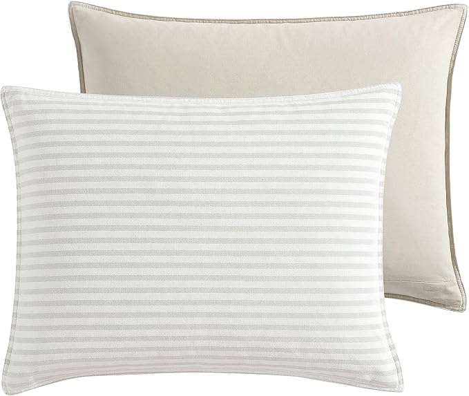 Nautica - King Size Comforter Set, Cotton Reversible Bedding with Matching Shams, Ideal Home Decor for All Seasons (Saybrook Beige, King) - LeafyLoom