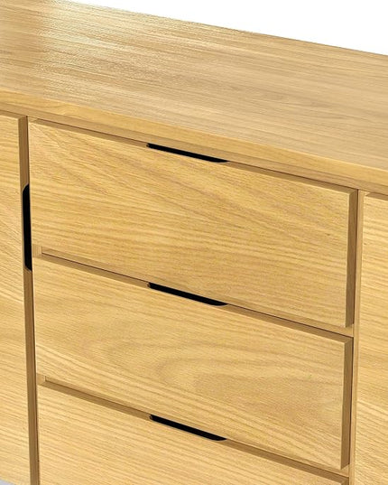 SIMPLIHOME Lowry 60 Inch Wide Rectangle Modern Industrial Sideboard Buffet in OAK WOOD, For the Dining Room and Kitchen - LeafyLoom