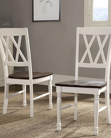 Crosley Furniture Shelby Dining Chairs (Set of 2), Distressed White - LeafyLoom
