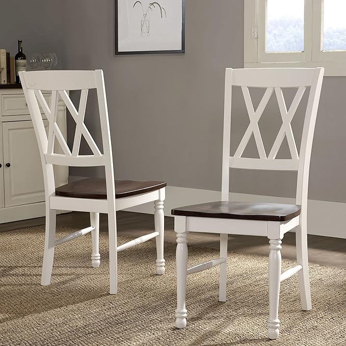 Crosley Furniture Shelby Dining Chairs (Set of 2), Distressed White - LeafyLoom