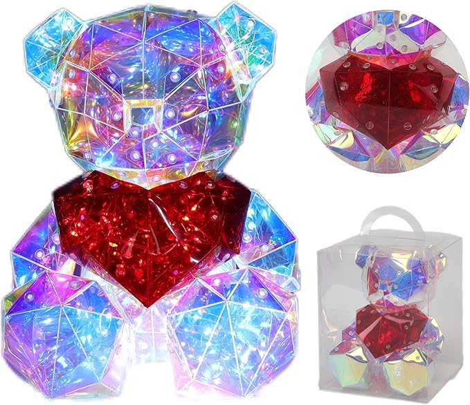 Teddy Bear Night Light, Teddy Bear Decor with Led Lights for Bedroom, Kids Room, Birthday, Graduation, Wedding, Fathers Day, for Mom, Women, Men - LeafyLoom