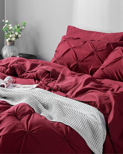 Bedsure Full Size Comforter Sets - Bedding Sets Full 7 Pieces, Bed in a Bag Burgundy Bed Sets with Comforter, Sheets, Pillowcases & Shams, Adult & Kids Bedding - LeafyLoom