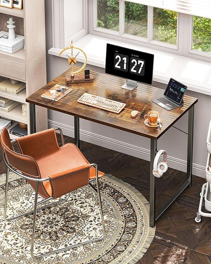 Coleshome 40 Inch Computer Desk, Modern Simple Style Desk for Home Office, Study Student Writing Desk, Vintage - LeafyLoom