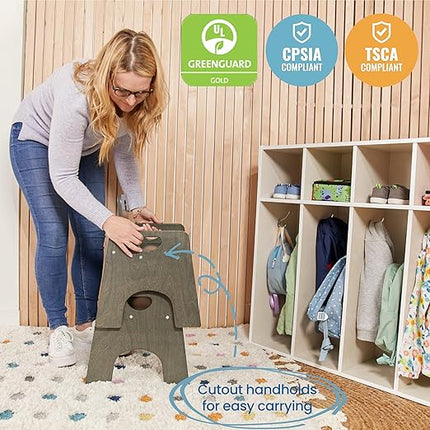 ECR4Kids Stackable Wooden Toddler Chair, 10in, Kids Furniture, Grey Wash, 2-Pack - LeafyLoom