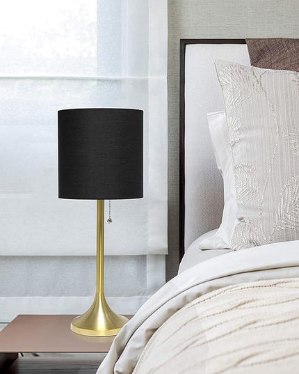 Simple Designs LT1076-GDB Gold Tapered Table Lamp with Black Fabric Drum Shade (Pack of 4) - LeafyLoom