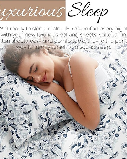 Linen Market 4 Piece California King Bedding Sheet Set (Navy Blue) - Sleep Better Than Ever with These Ultra-Soft Cooling Bed Sheets for Your California King Size Bed - Deep Pocket Fits 16" Mattress - LeafyLoom