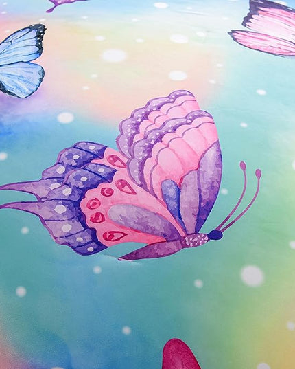 Btargot 3 Piece Butterfly Pattern Girls Comforter Set with 2 Pillow Covers, Gradient Line Rainbow Printed Bedding Set for Women, Full Multi Color - LeafyLoom