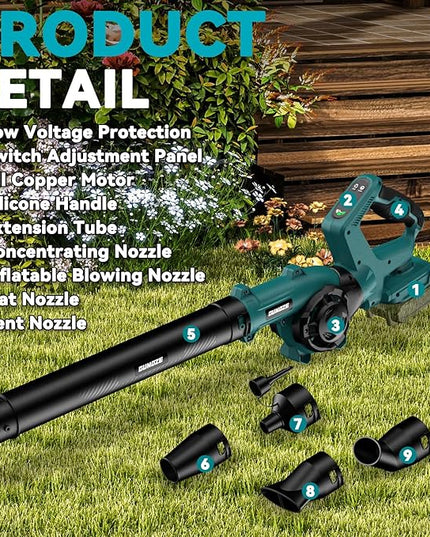 Leaf Blower, Cordless Leaf Blower for Makita 18V Battery, 3 Speed Modes Up to 200MPH, 270° Rotatable Electric Leaf Blower with 4 Blowing Nozzles for Lawn Care and Yard(Battery Not Included) - LeafyLoom