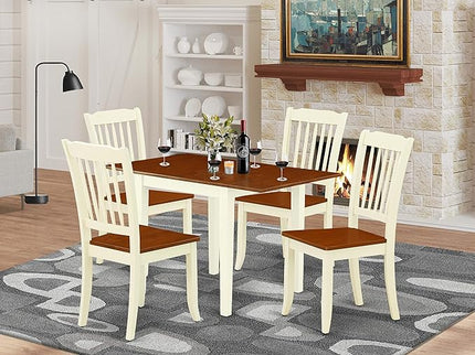 East West Furniture NDDA5-WHI-W Norden 5 Piece Dinette Set for 4 Includes a Rectangle Table with Dropleaf and 4 Dining Room Chairs, 30x48 Inch - LeafyLoom