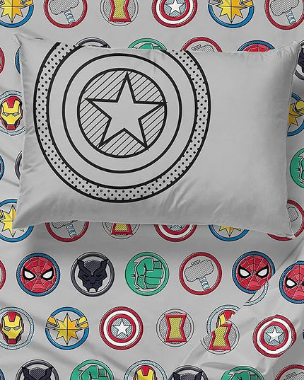 Jay Franco Marvel Avengers Pop 5 Piece Twin Size Bed Set - includes Comforter & Sheet Set - Super Soft Fade Resistant Microfiber (Official Marvel Product) - LeafyLoom