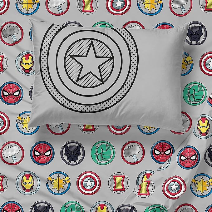 Jay Franco Marvel Avengers Pop 5 Piece Twin Size Bed Set - includes Comforter & Sheet Set - Super Soft Fade Resistant Microfiber (Official Marvel Product) - LeafyLoom