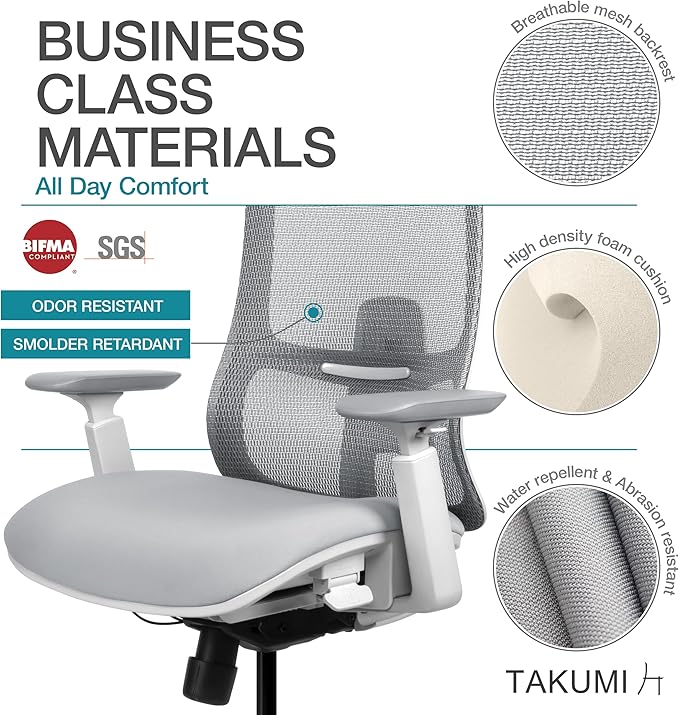 Takumi Ergonomic Office Chair Lumbar Support: Ergonomic Chair, Mesh Office Chair, Ergonomic Desk Chair, Best Desk Chair for Long Hours, Mesh Office Chair for Heavy People - Premium Cushion - LeafyLoom