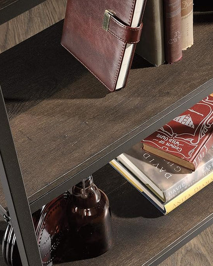 Sauder,3 shelves North Avenue Bookcase, Smoked Oak finish - LeafyLoom