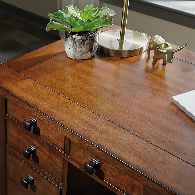 Tahoe Aged Maple Executive Pedestal Desk by Home Styles, 5412-18 - LeafyLoom
