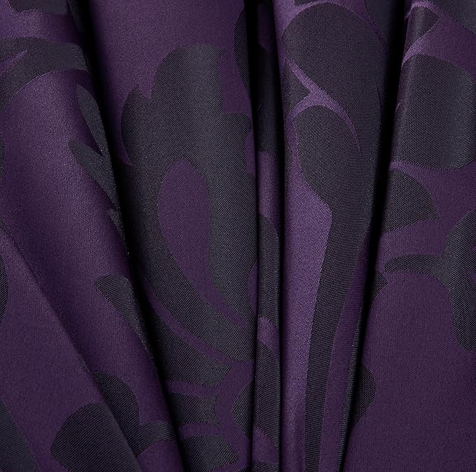 Chezmoi Collection 7-Piece Jacquard Floral Comforter Set (King, Purple/Dark Purple) - LeafyLoom