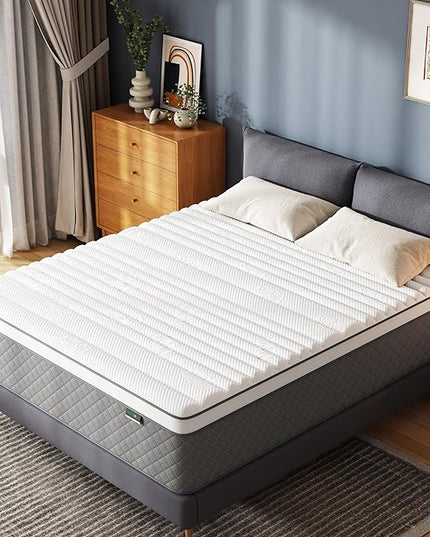 14 Inch Queen Mattress, Cooling-Gel Memory Foam and Pocket Spring Hybrid Mattress, Queen Bed Mattress in a Box, CertiPUR-US Certified, Medium Firm, Queen Size Mattress - LeafyLoom