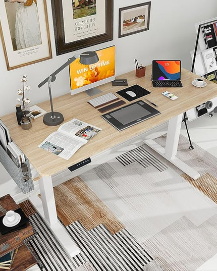 Standing Desk Adjustable Height- Whole Piece Desktop Stand Up Desk, Electric Standing Desk, Sit to Stand Desk for Home & Office Computer Desk - LeafyLoom