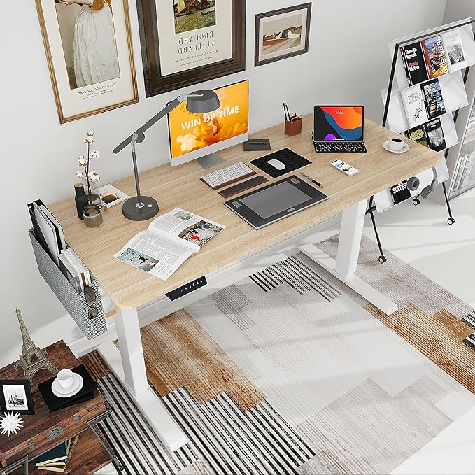 Standing Desk Adjustable Height- Whole Piece Desktop Stand Up Desk, Electric Standing Desk, Sit to Stand Desk for Home & Office Computer Desk - LeafyLoom